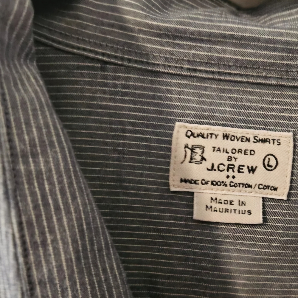 mens J.crew. collared button up dress shirt . grey with light grey pin stripes - Picture 3 of 5